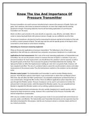 Know The Use And Importance Of Pressure Transmitter.doc