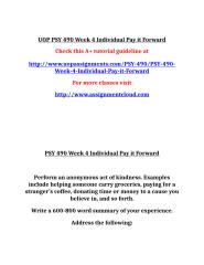 UOP PSY 490 Week 4 Individual Pay it Forward.doc