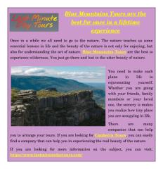 Blue Mountains Tours are the best for once in a lifetime experience.pdf
