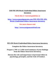 UOP PSY 490 Week 3 Individual Ethics Awareness Inventory.doc